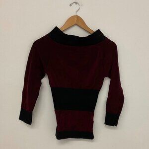 Philippe Matignon Colorblock Round Neck Sweater Long Sleeve Size L Red/Black